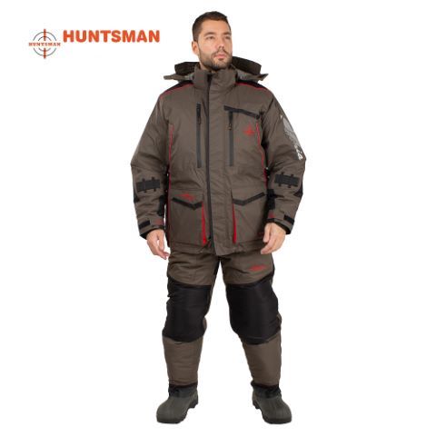 Žieminis neskęstantis kostiumas HUNTSMAN Siberia Haki/Juoda Kvėpuojantis -45C